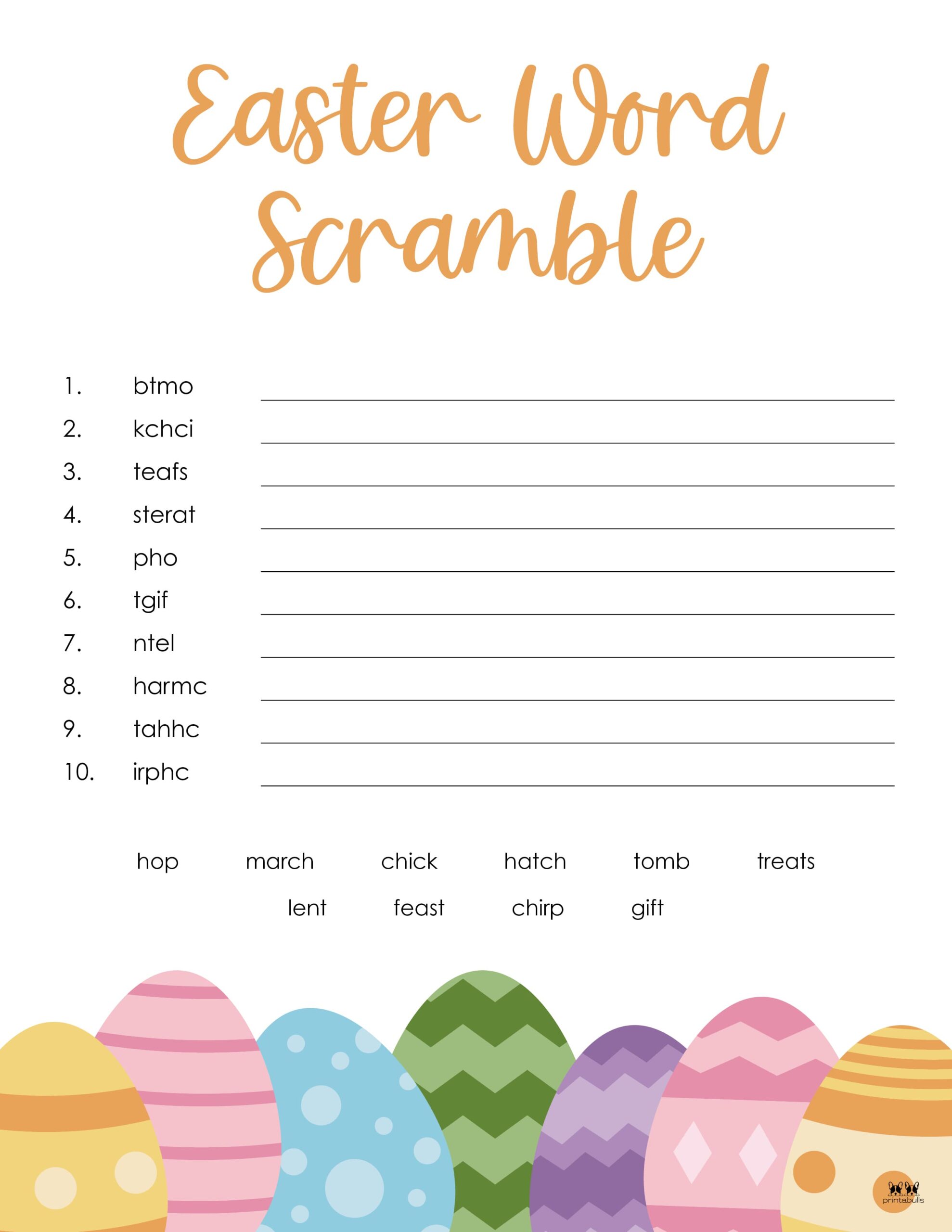 Easter Word Scrambles 15 FREE Printables Printabulls