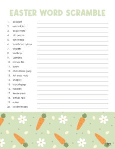Easter Word Scrambles - 15 FREE Printables - PrintaBulk