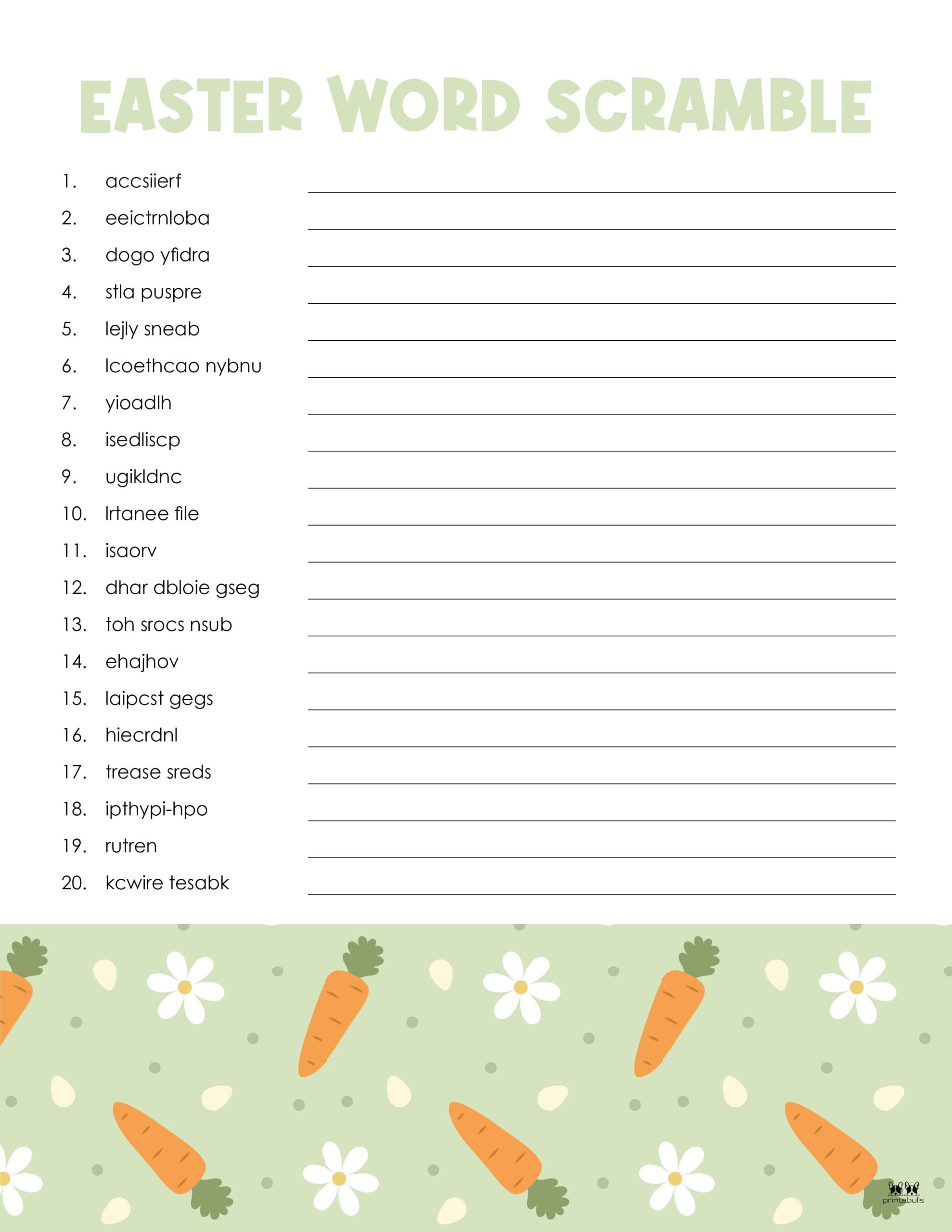 Easter word scrambles 15 free printables printabulls