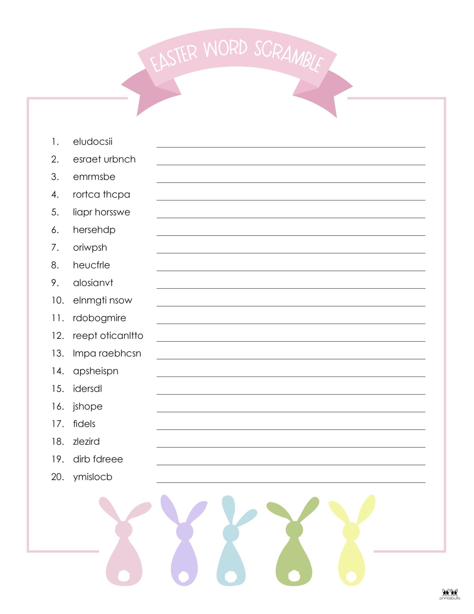 Easter word scrambles 15 free printables printabulls