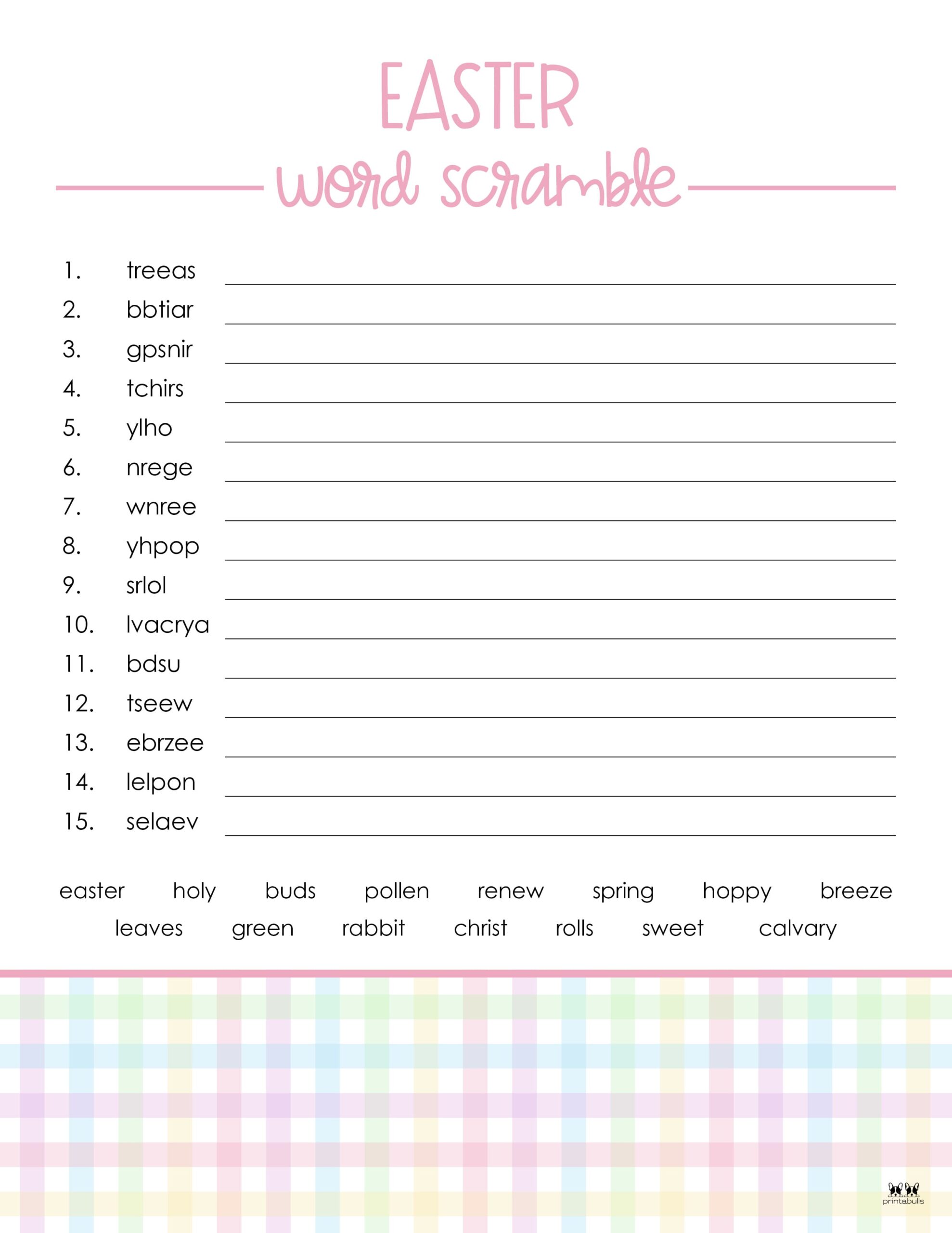 Easter word scrambles 15 free printables printabulls