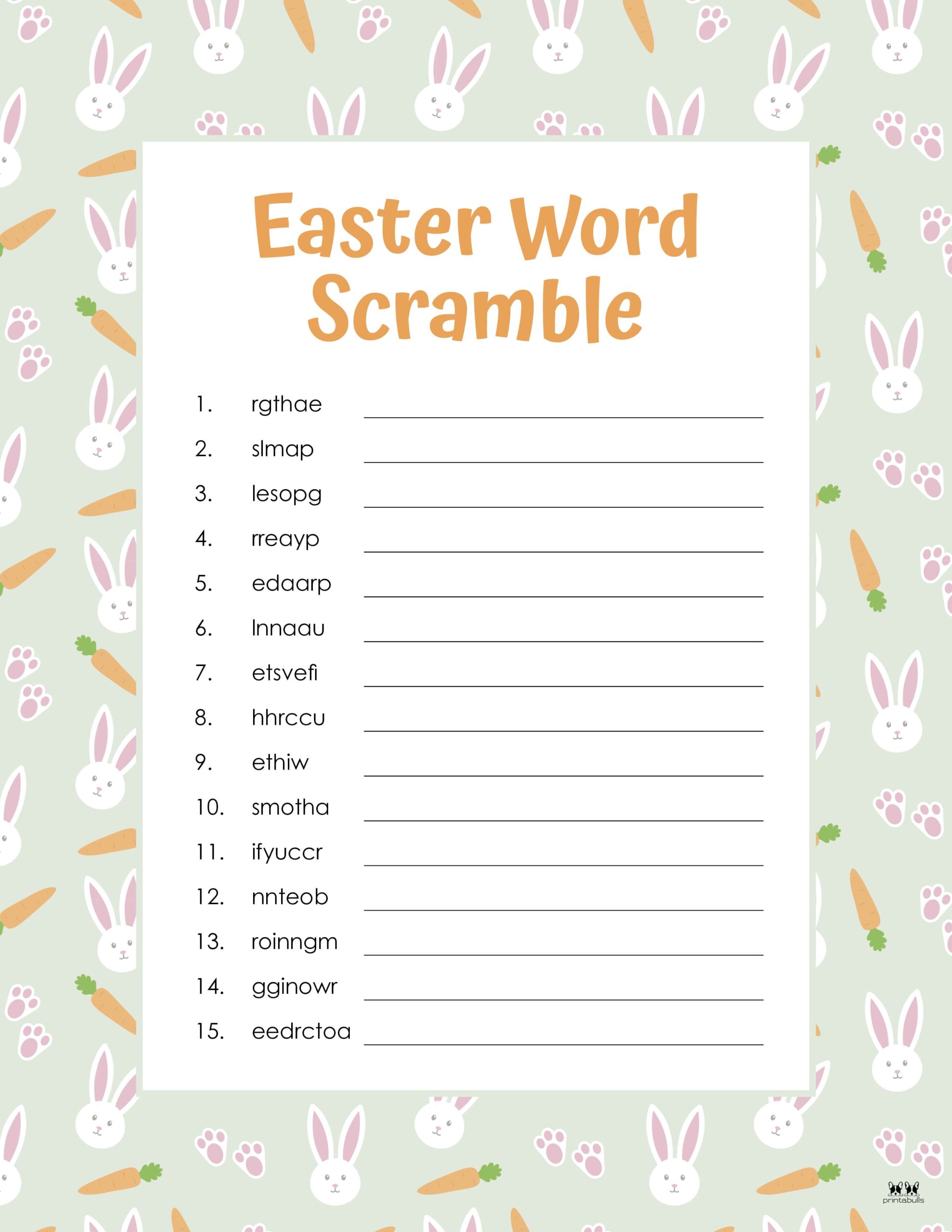 Easter Word Scrambles 15 FREE Printables Printabulls