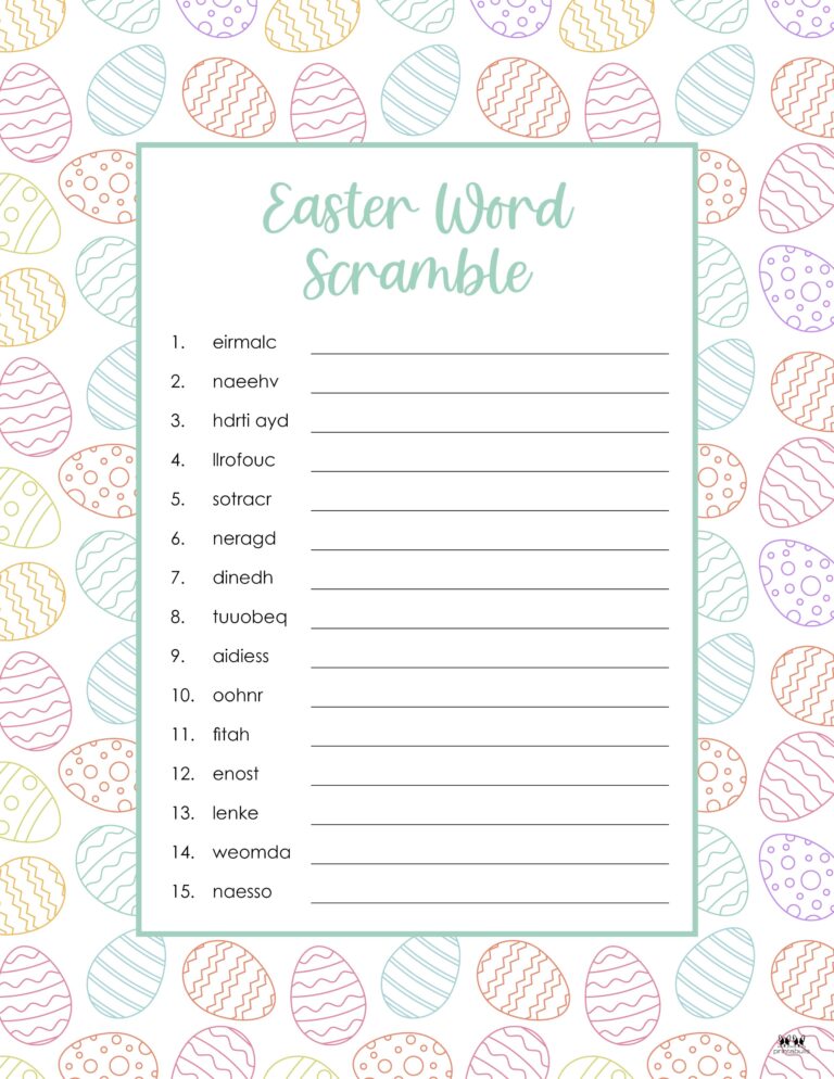 Easter Word Scrambles - 15 FREE Printables | Printabulls
