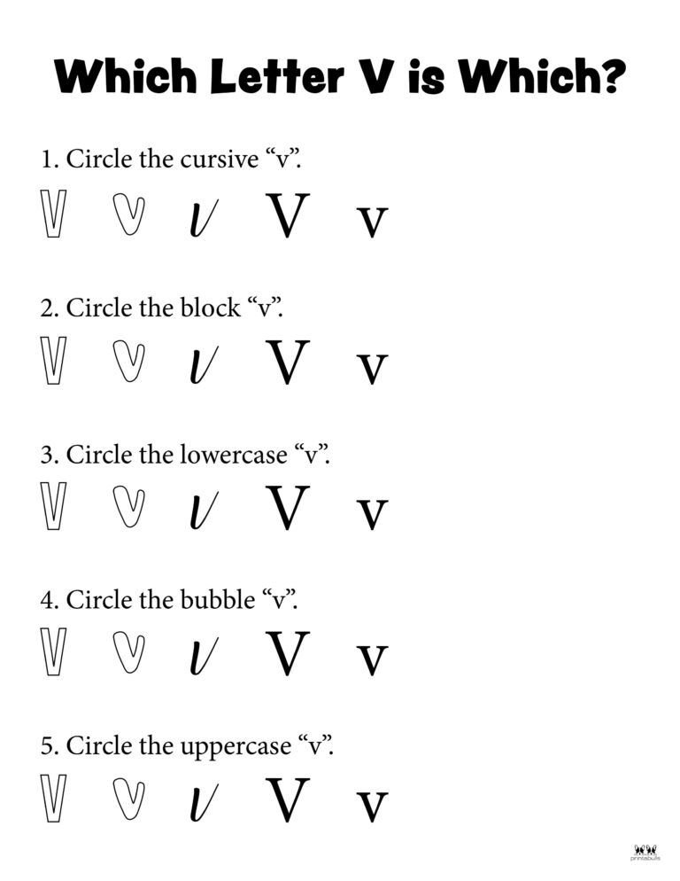 Letter V Worksheets - 50 FREE Printables | Printabulls