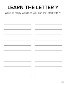 Letter Y Worksheets - 50 FREE Printables | Printabulls