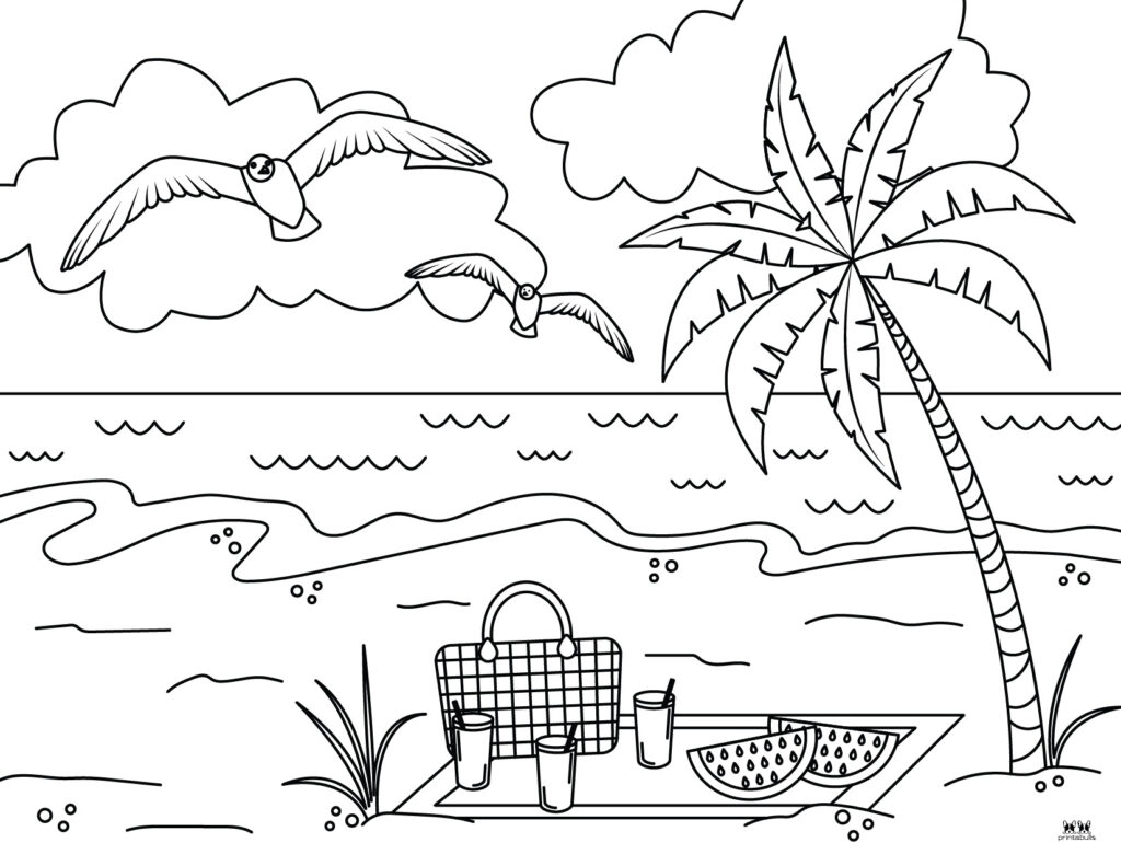 coloring pages of beaches