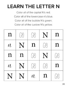 Letter N Worksheets - 50 FREE Printables | Printabulls