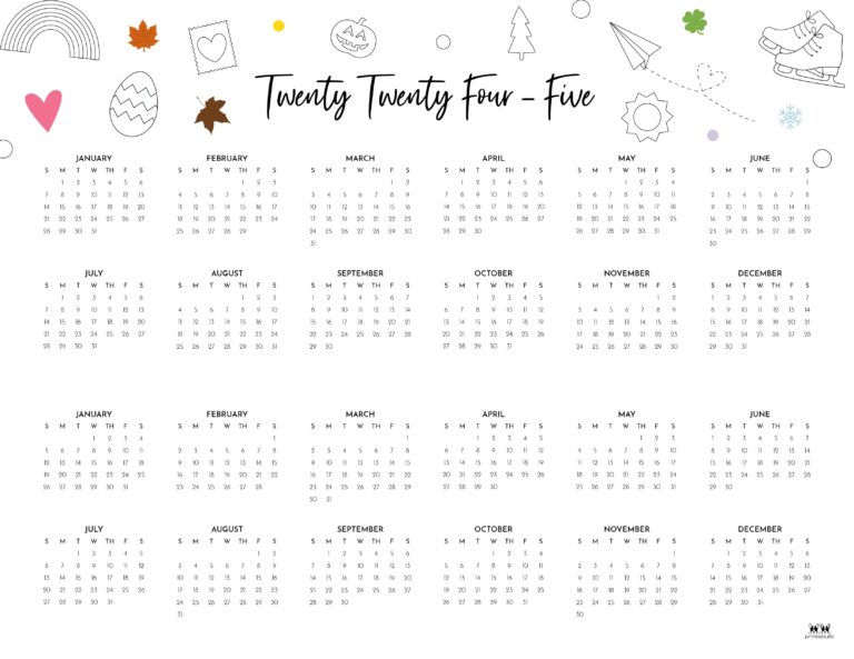 2024-2025 Two Year Calendars - 10 FREE Printables - PrintaBulk
