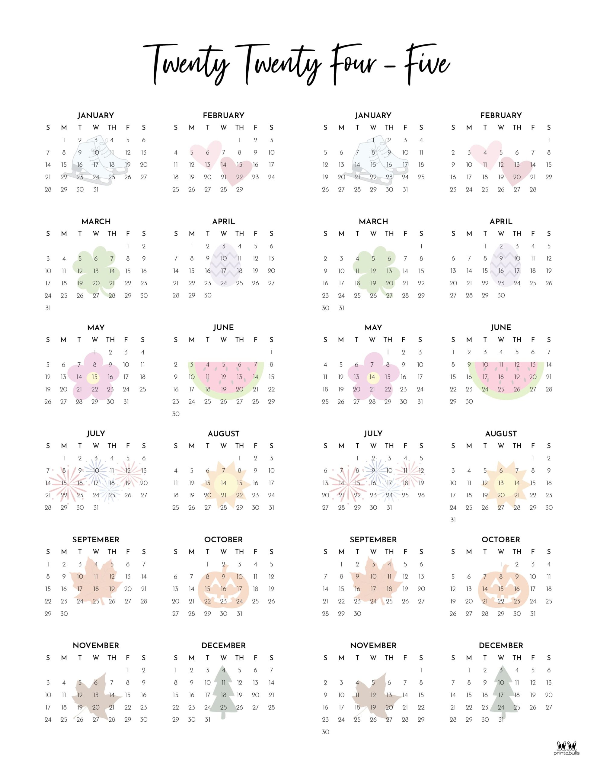 20242025 Two Year Calendars 10 FREE Printables Printabulls