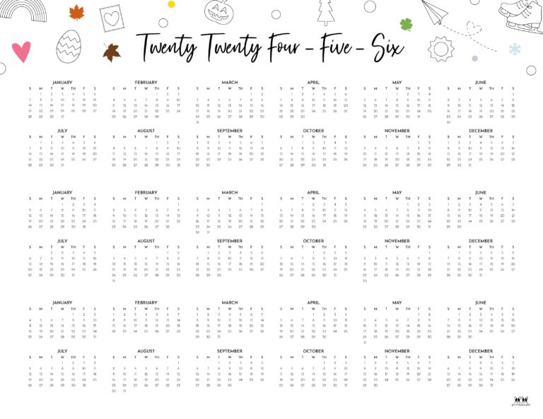 2024-2026 Three Year Calendars - 10 FREE Printables - PrintaBulk