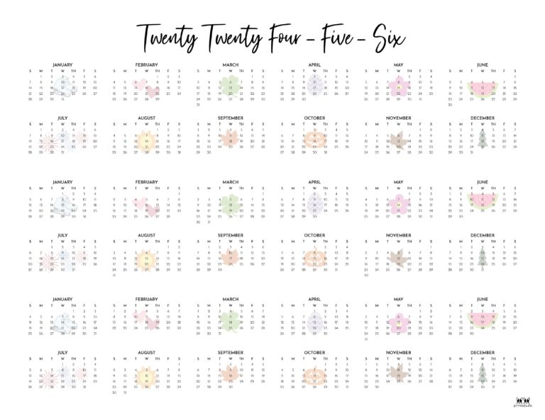 2024-2026 Three Year Calendars - 10 FREE Printables | Printabulls