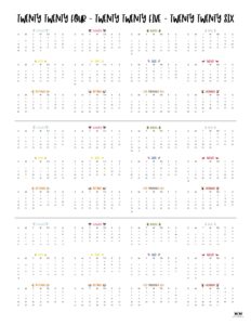 2024-2026 Three Year Calendars - 10 FREE Printables - PrintaBulk