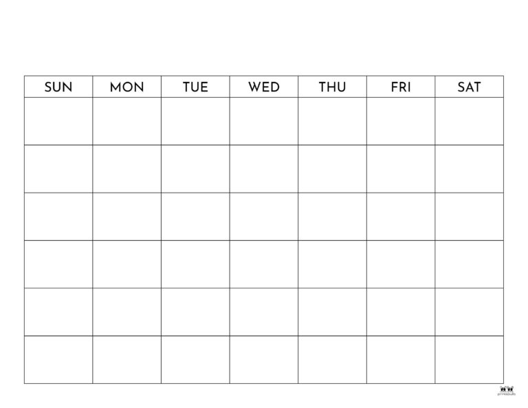 Blank Calendars - 15 FREE Printables - PrintaBulk