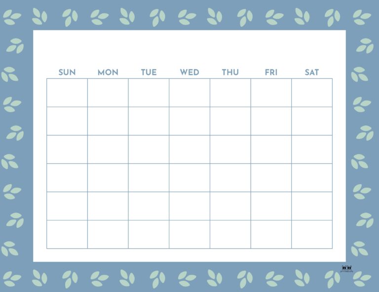 Blank Calendars - 15 FREE Printables - PrintaBulk