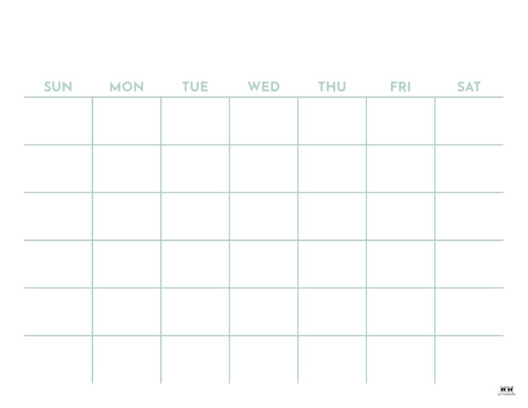 Blank Calendars - 15 FREE Printables | Printabulls