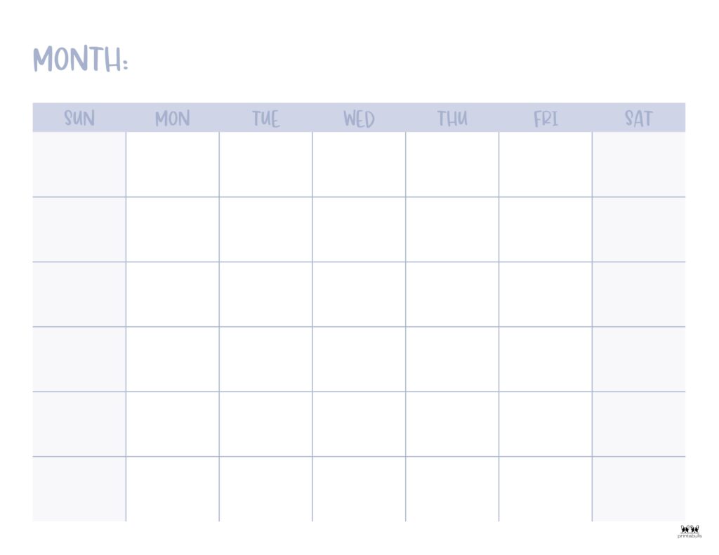 Printable blank sales calendar page
