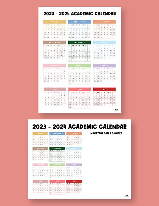 20232024 Academic Calendars 15 FREE Printables Printabulls