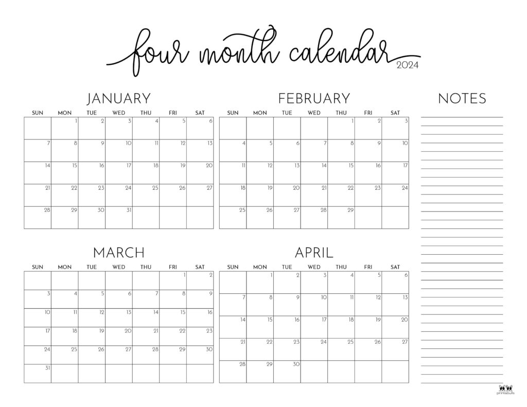 Printable-2024-Four-Month-Calendar-1