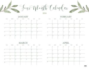 2024 Four Month Calendars 18 - Printable 2024 Four Month Calendar 2 300x232 