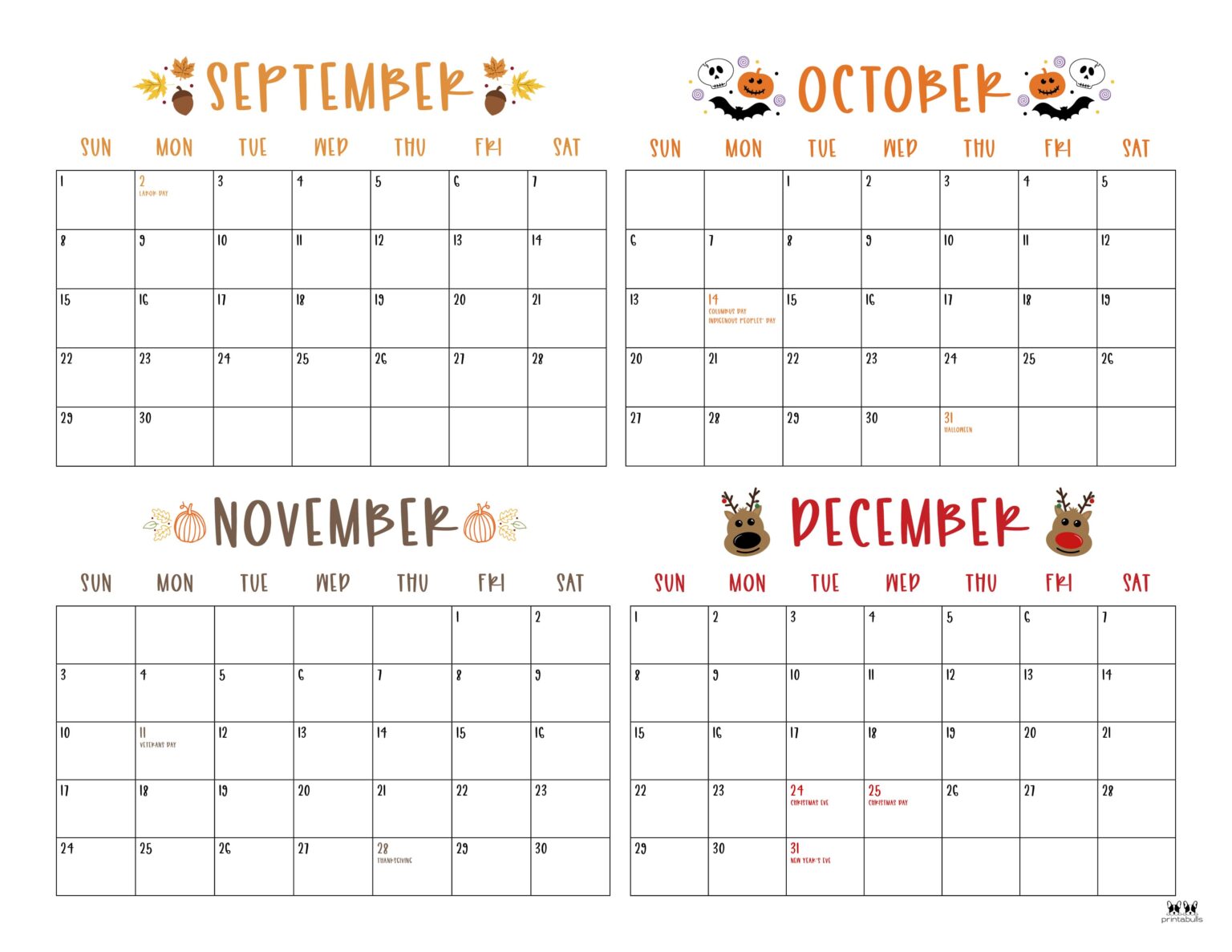 2024 Four Month Calendars - 18 FREE Printables | Printabulls