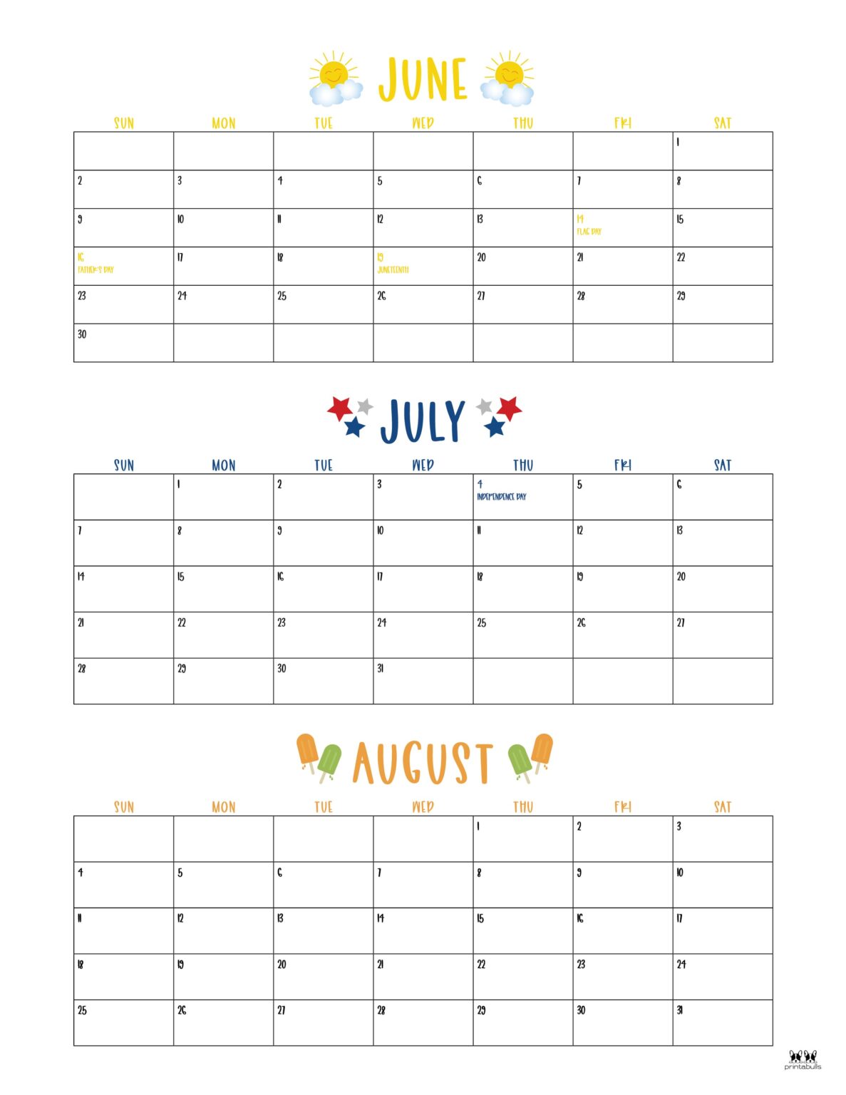 2024 Summer Calendars 18 FREE Printables Printabulls