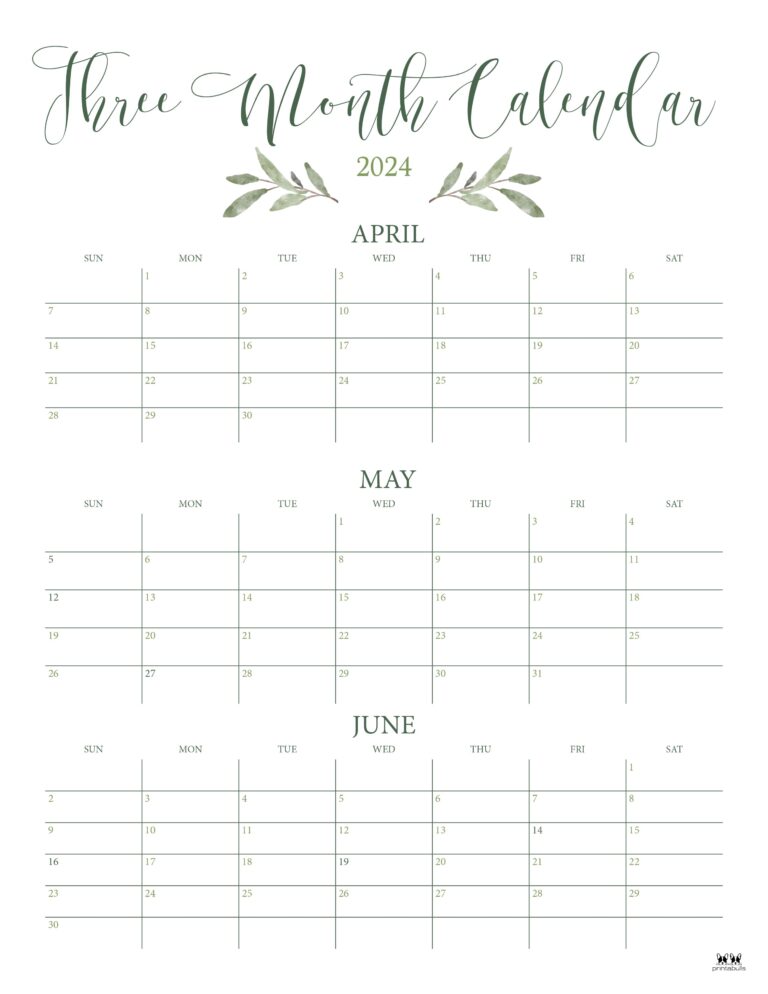 Three Month/Quarterly Calendars 36 FREE Calendars Printabulls
