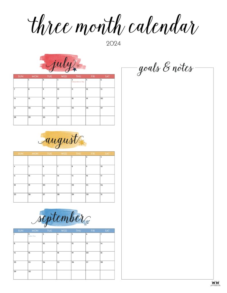 2025 3 Month Calendar Printable Calendars