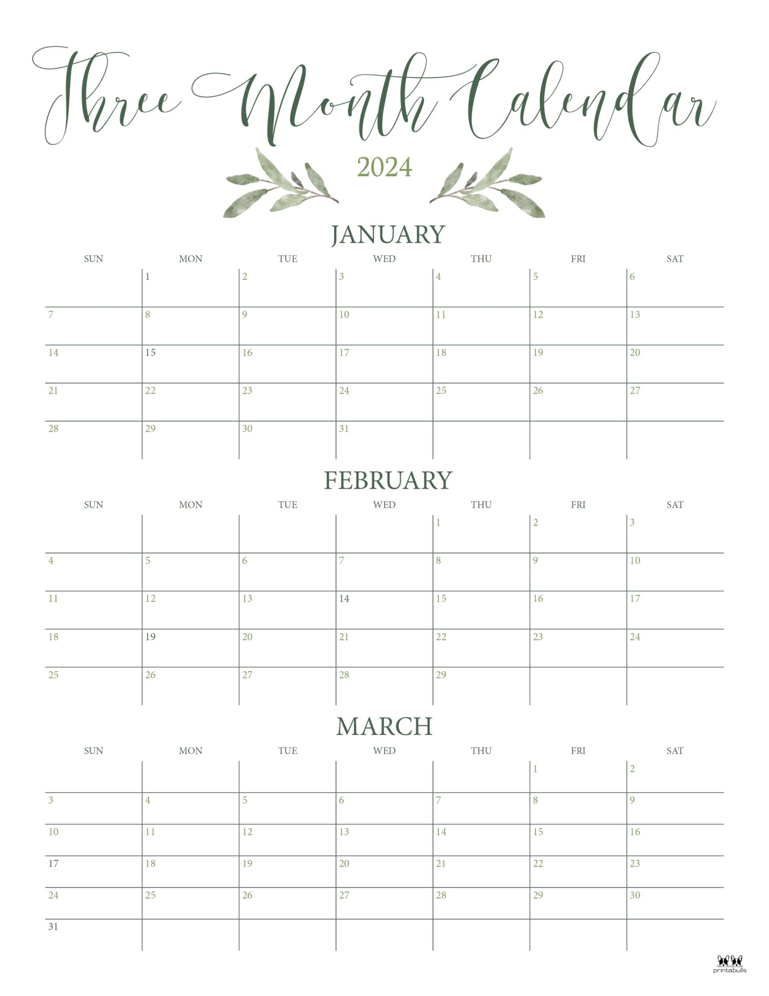 Three Month/Quarterly Calendars 36 FREE Calendars Printabulls