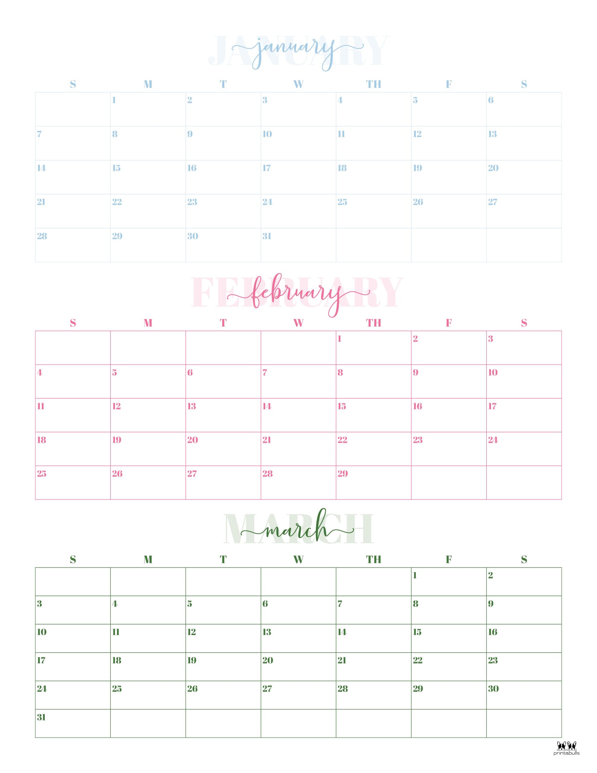 Three Month/Quarterly Calendars 36 FREE Calendars Printabulls