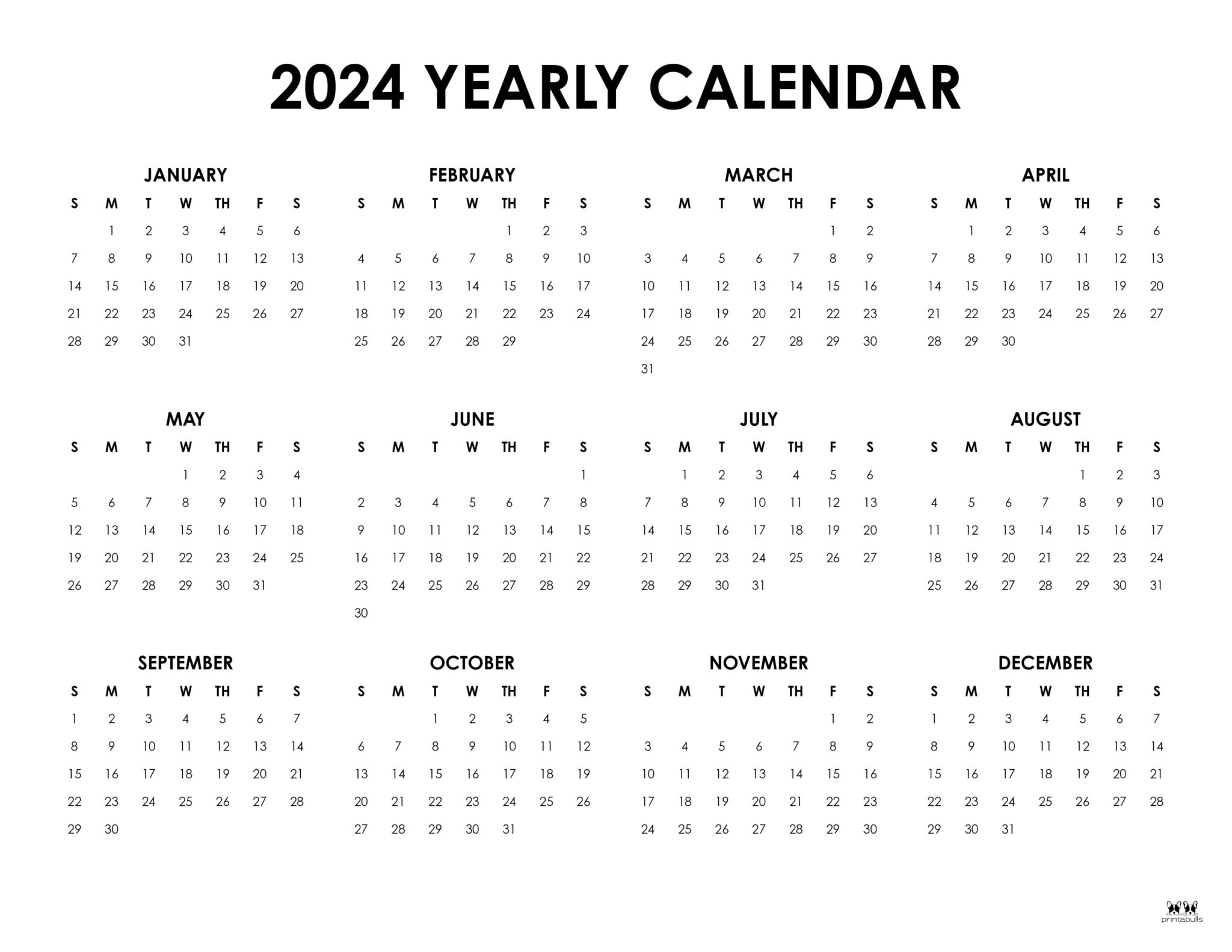 2025 Yearly Calendars 29 FREE Printables Printabulls