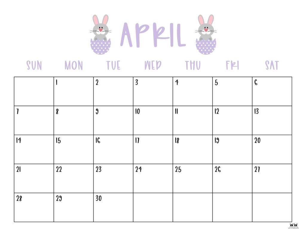 April 2024 Calendars - 50 FREE Printables | Printabulls