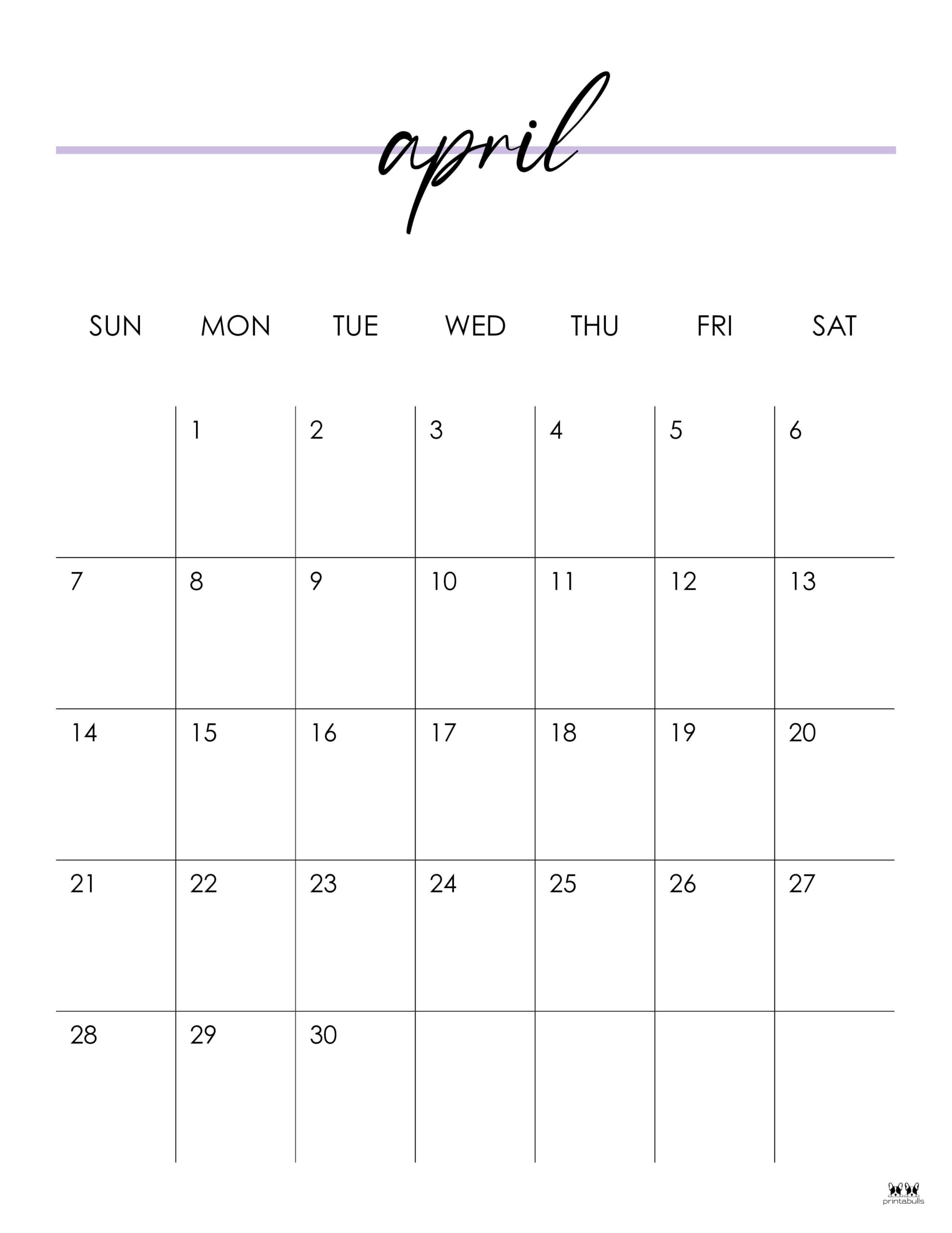 April 2025 Calendars 50 FREE Printables Printabulls
