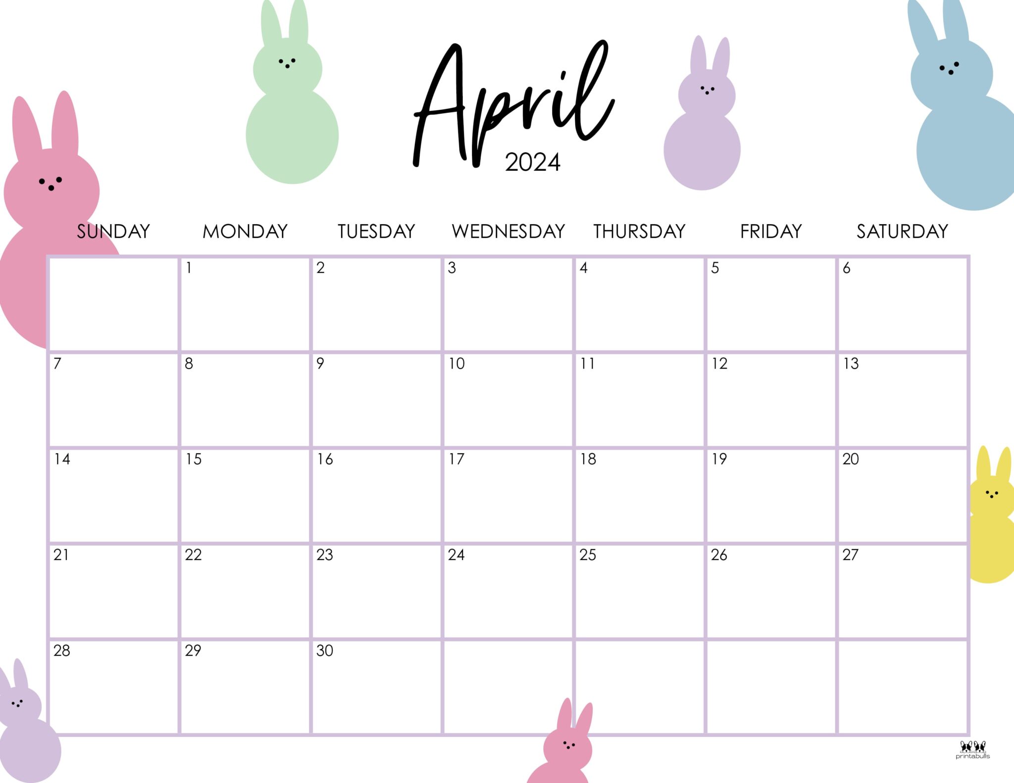 April 2024 Calendars 50 FREE Printables Printabulls