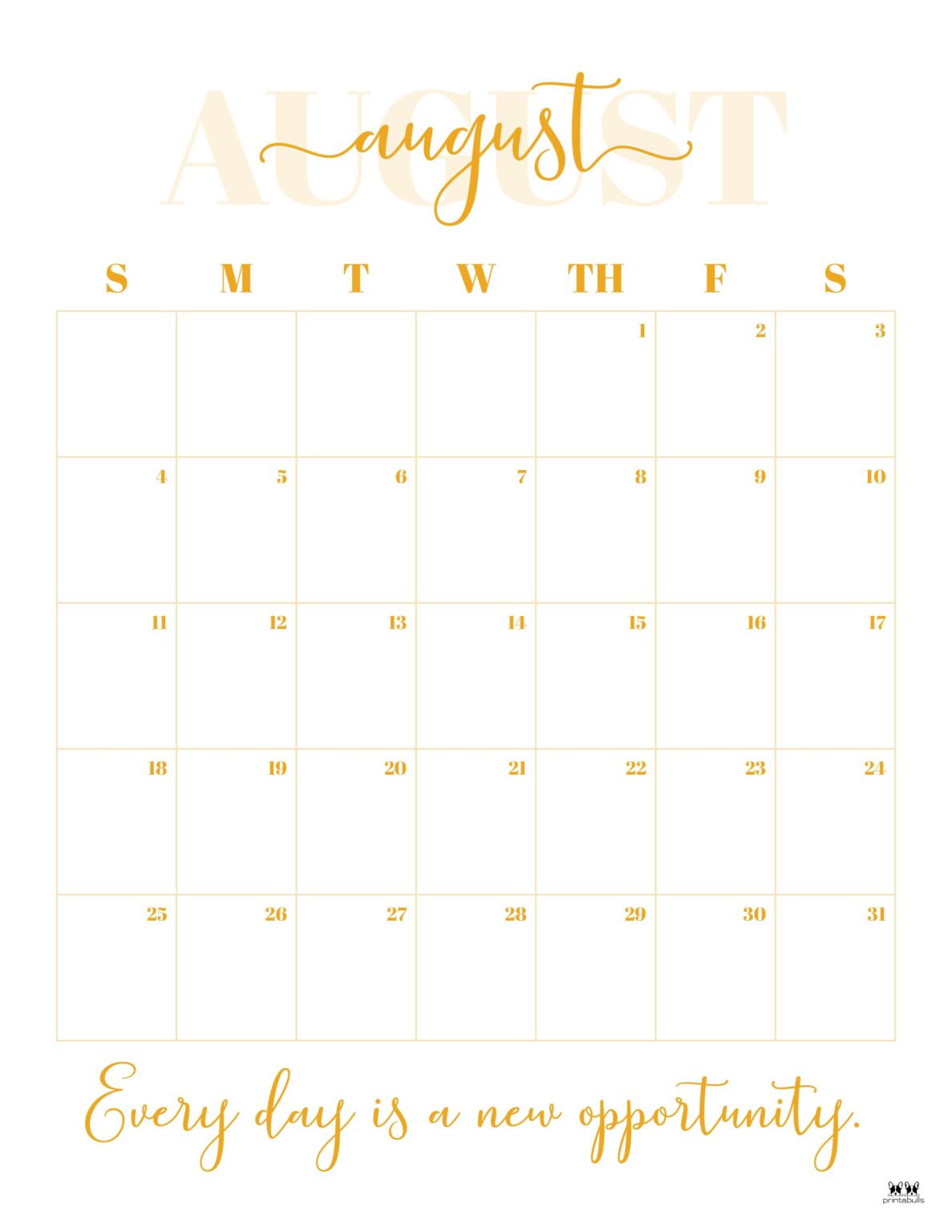 August 2024 Calendars 50 FREE Printables Printabulls