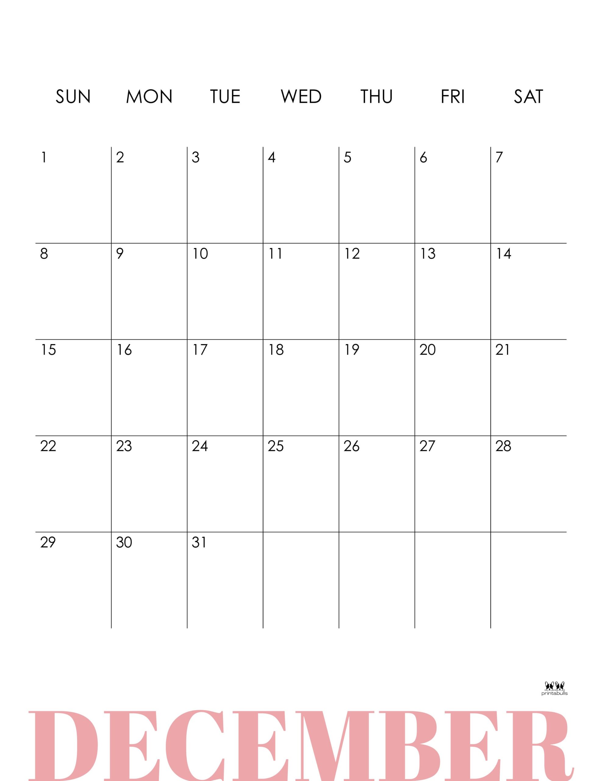 December 2024 Calendars - 50 FREE Printables | Printabulls