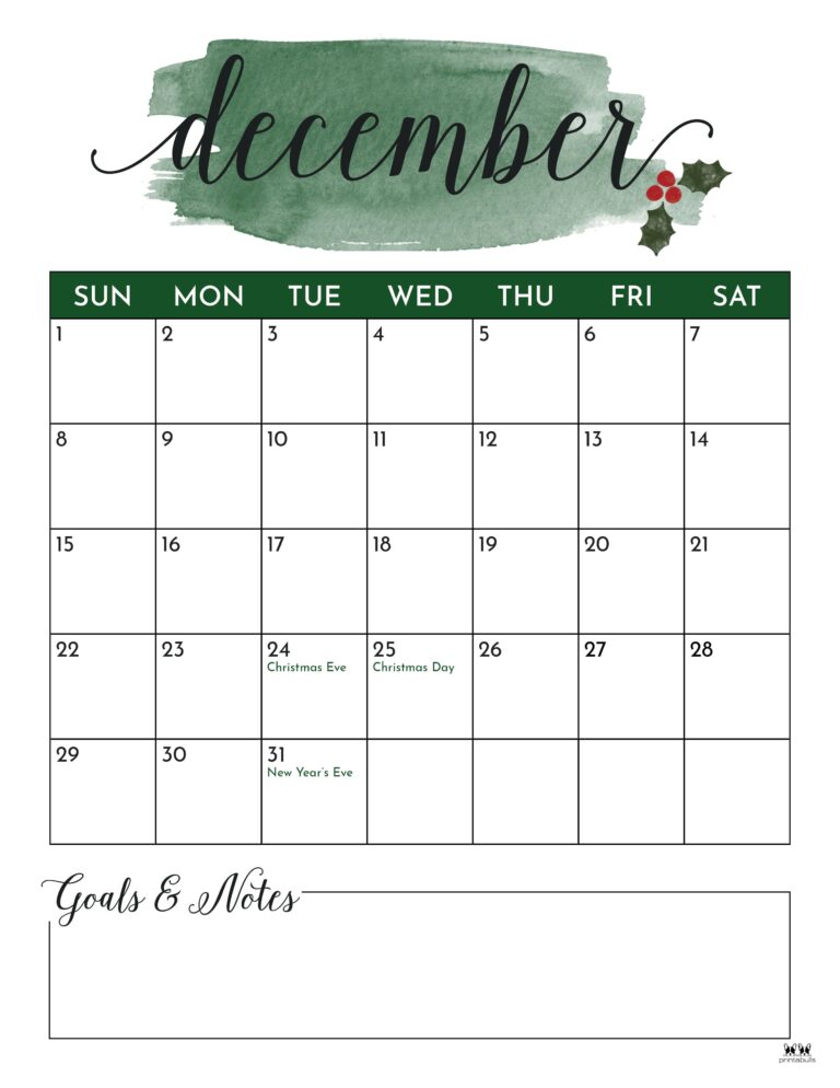 December 2024 calendars 50 free printables printabulls
