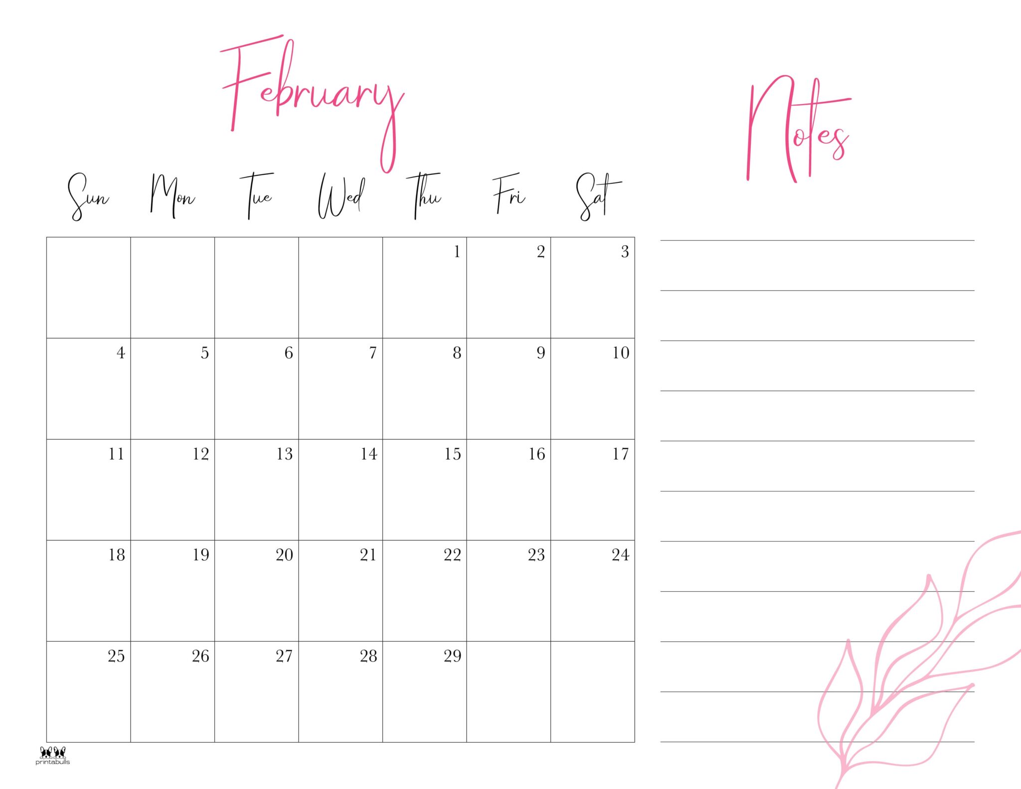 February 2024 Calendars - 50 FREE Printables | Printabulls