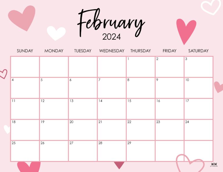 February 2024 Calendars - 50 FREE Printables | Printabulls