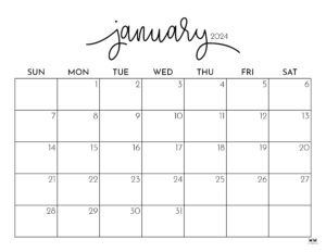 January 2024 Calendars - 50 FREE Printables | Printabulls