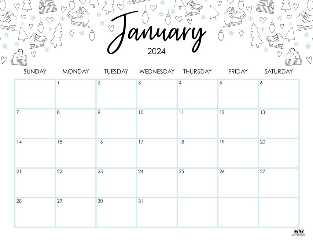 January 2024 Calendars - 50 FREE Printables | Printabulls