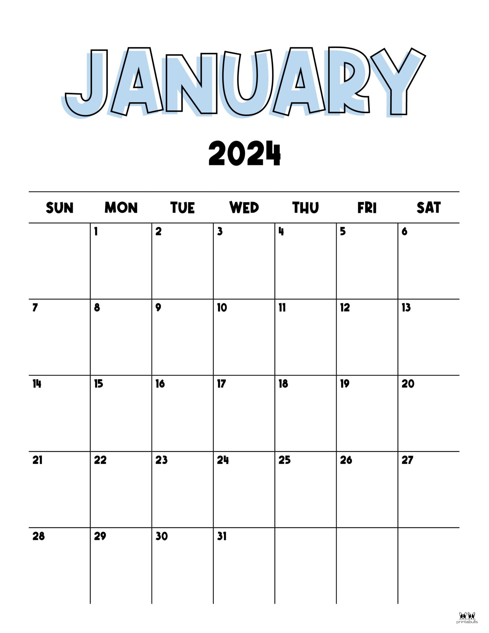 January 2024 Calendars 50 Free Printables Printabulls