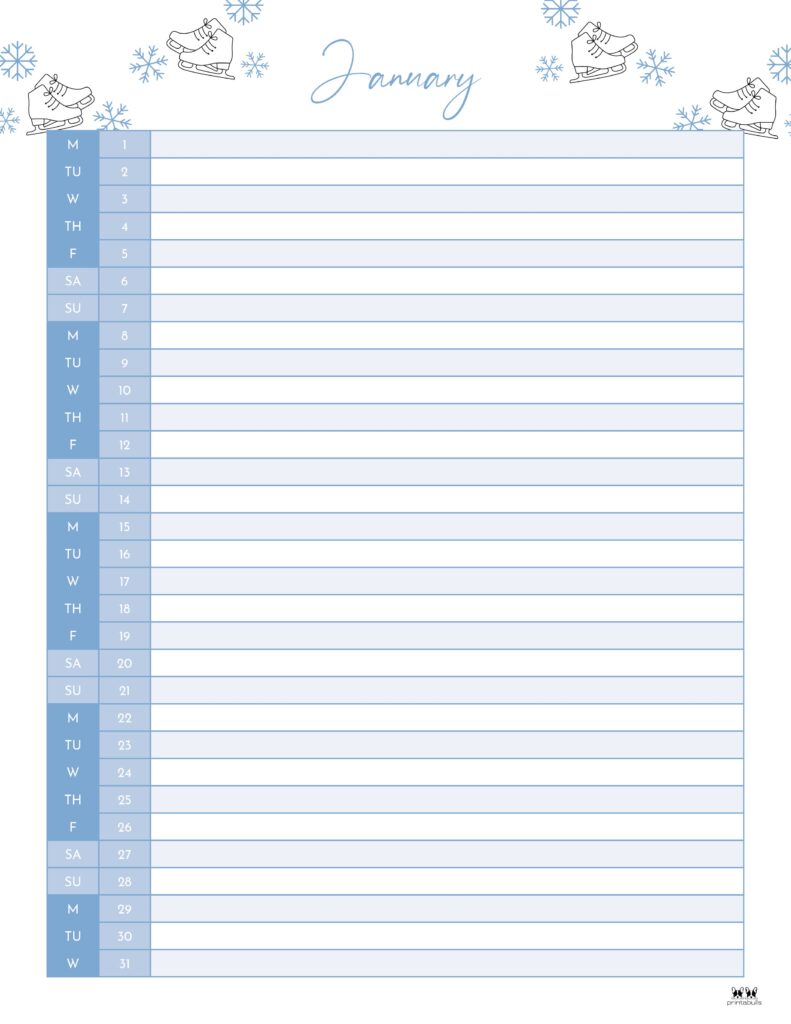 2025 Calendar List Style