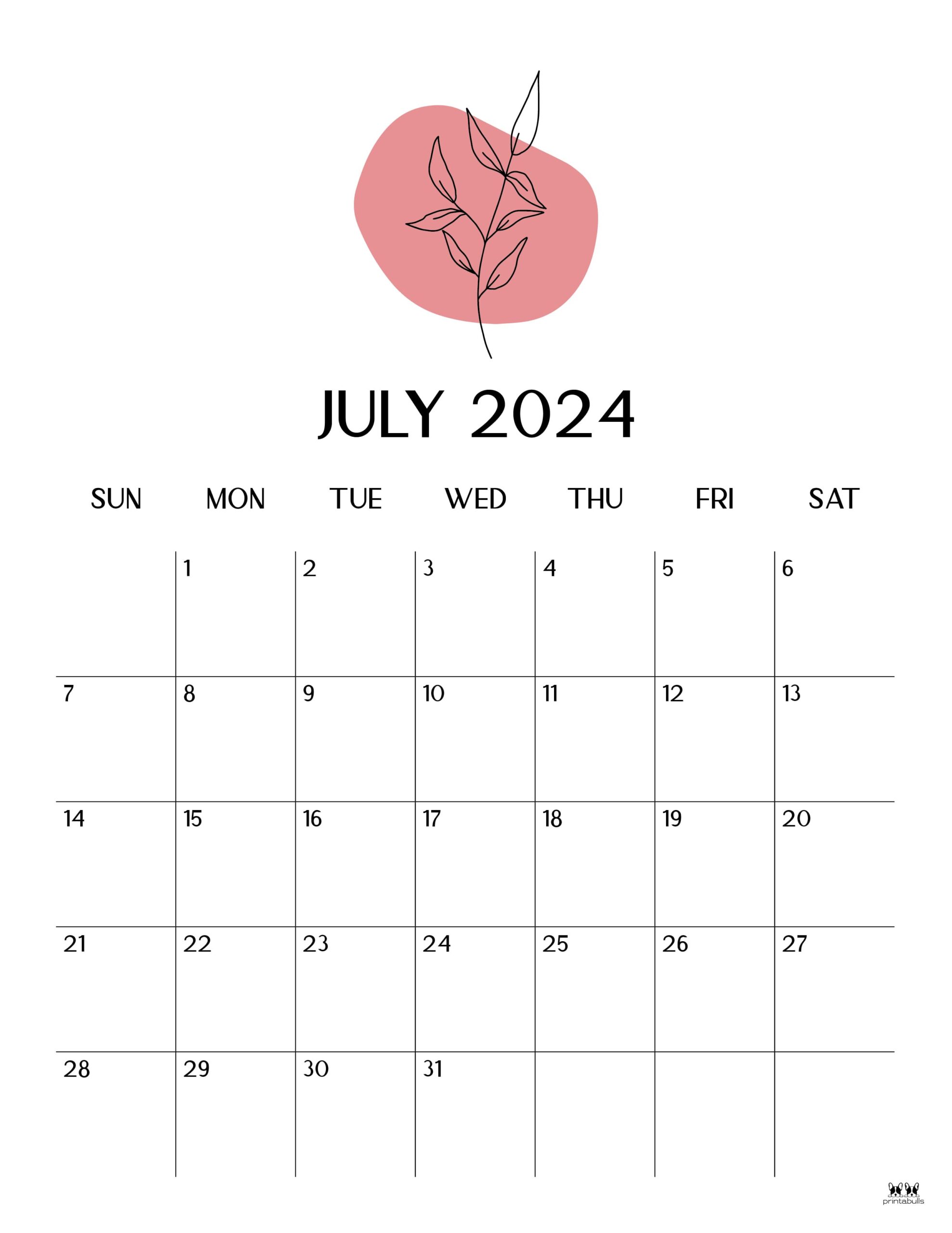 July 2024 Calendars 50 FREE Printables Printabulls