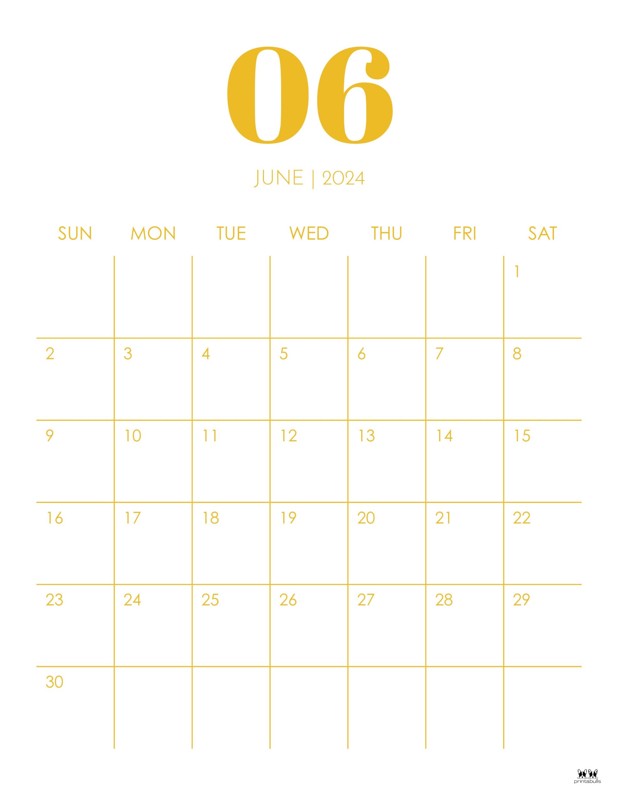 June 2024 Calendars 50 FREE Printables Printabulls