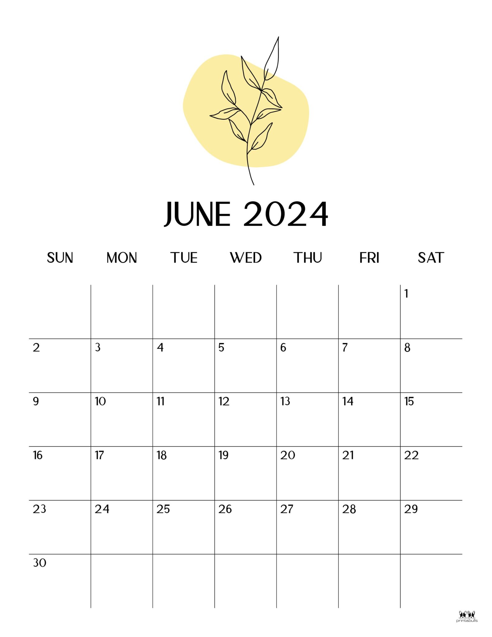 June 2024 Calendars - 50 FREE Printables | Printabulls