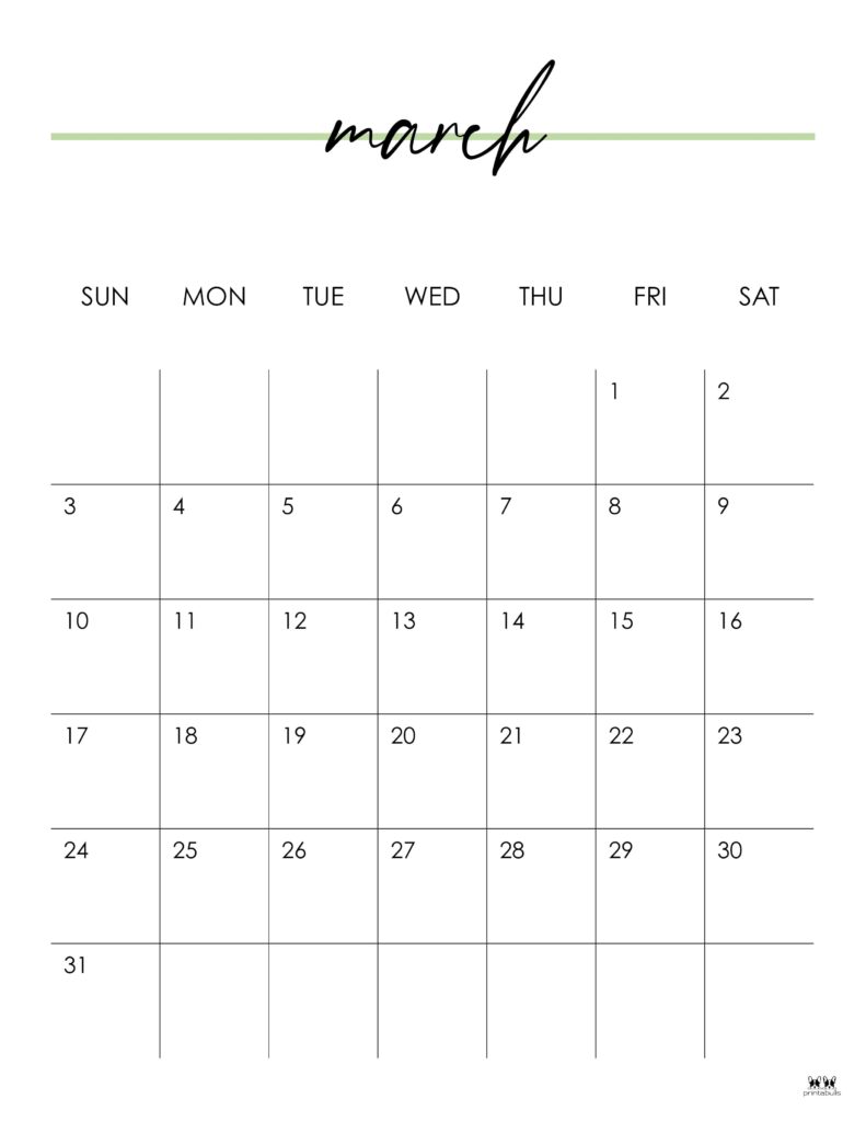 March 2024 Calendars - 50 FREE Printables