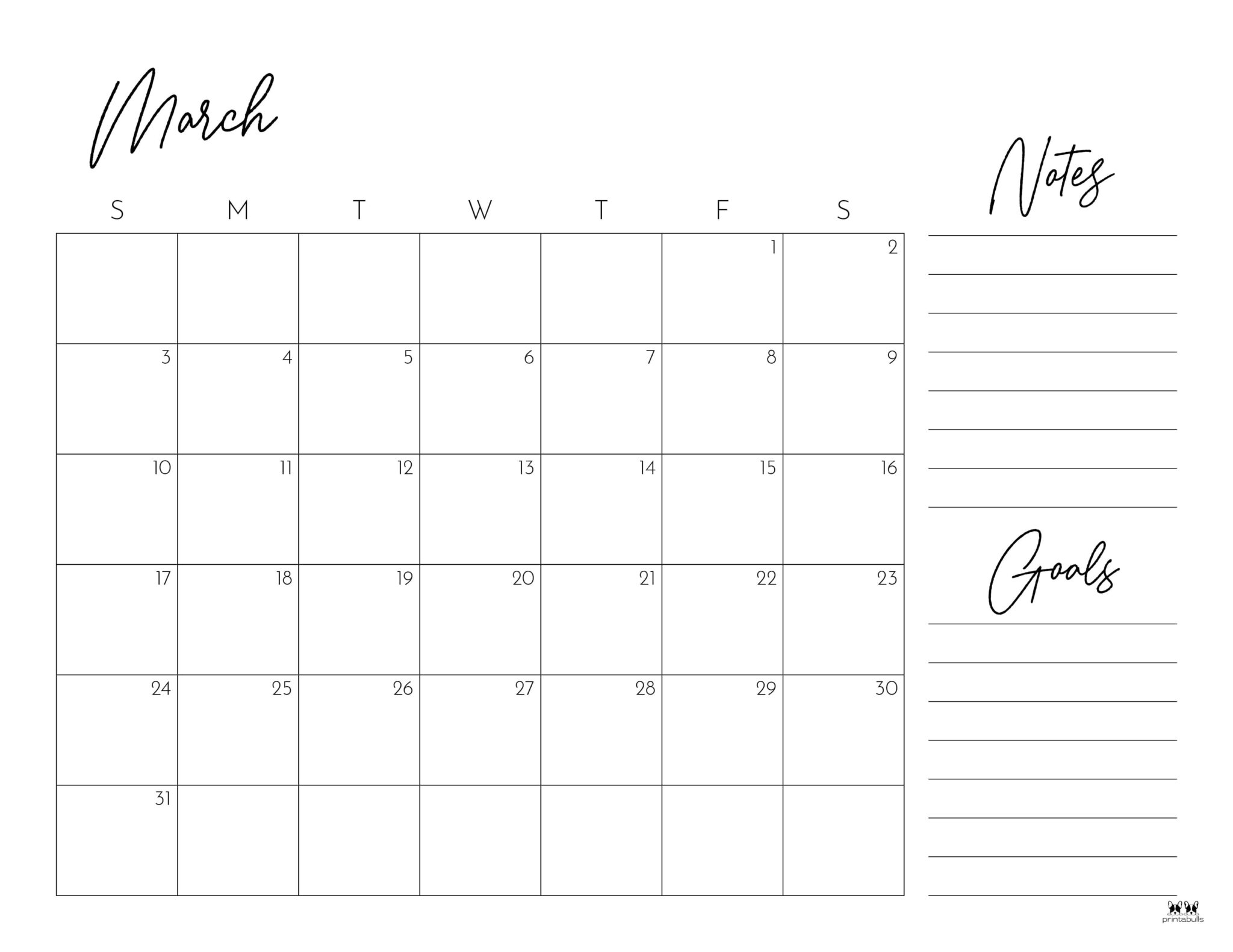 March 2024 Calendars 50 FREE Printables Printabulls