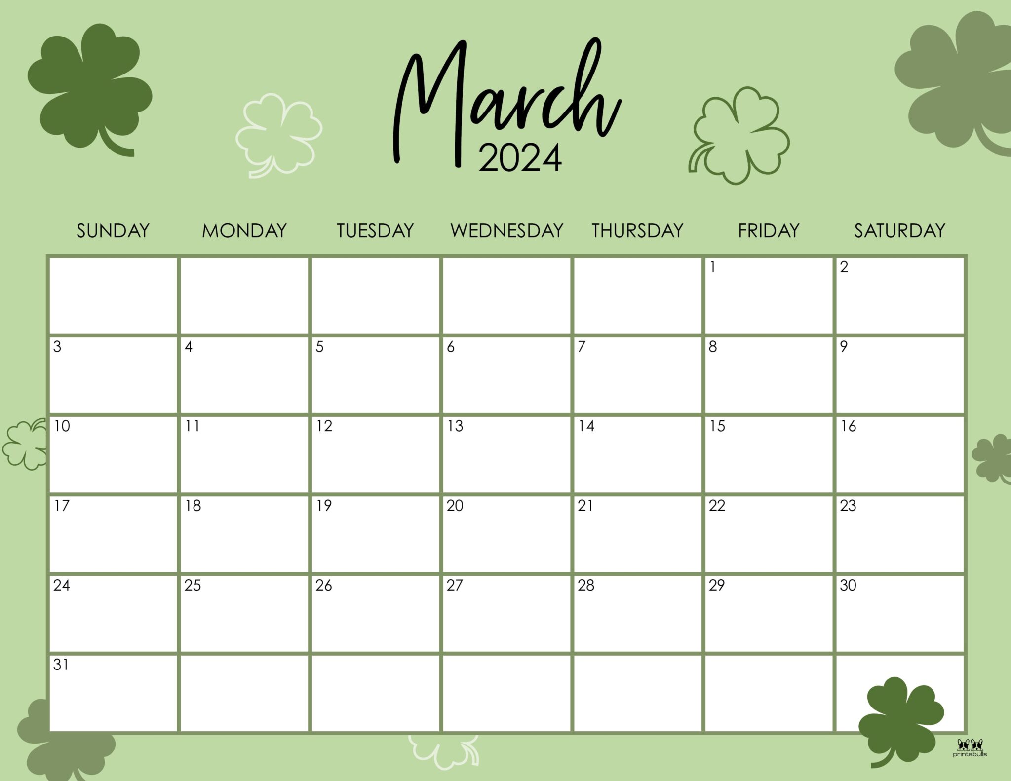 March 2024 Calendars 50 FREE Printables Printabulls