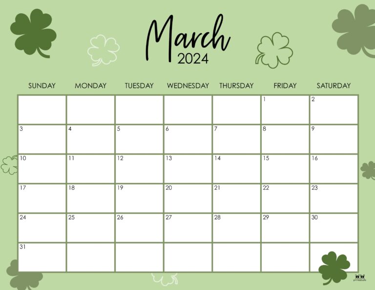 March 2024 Calendars - 50 FREE Printables | Printabulls