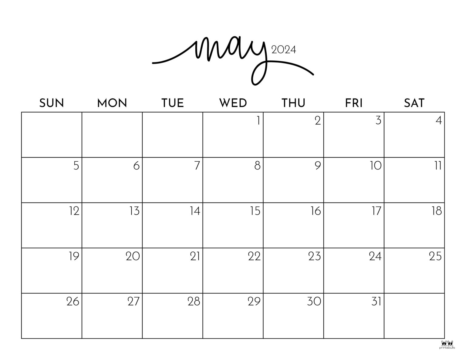 May 2025 Calendars 50 FREE Printables Printabulls